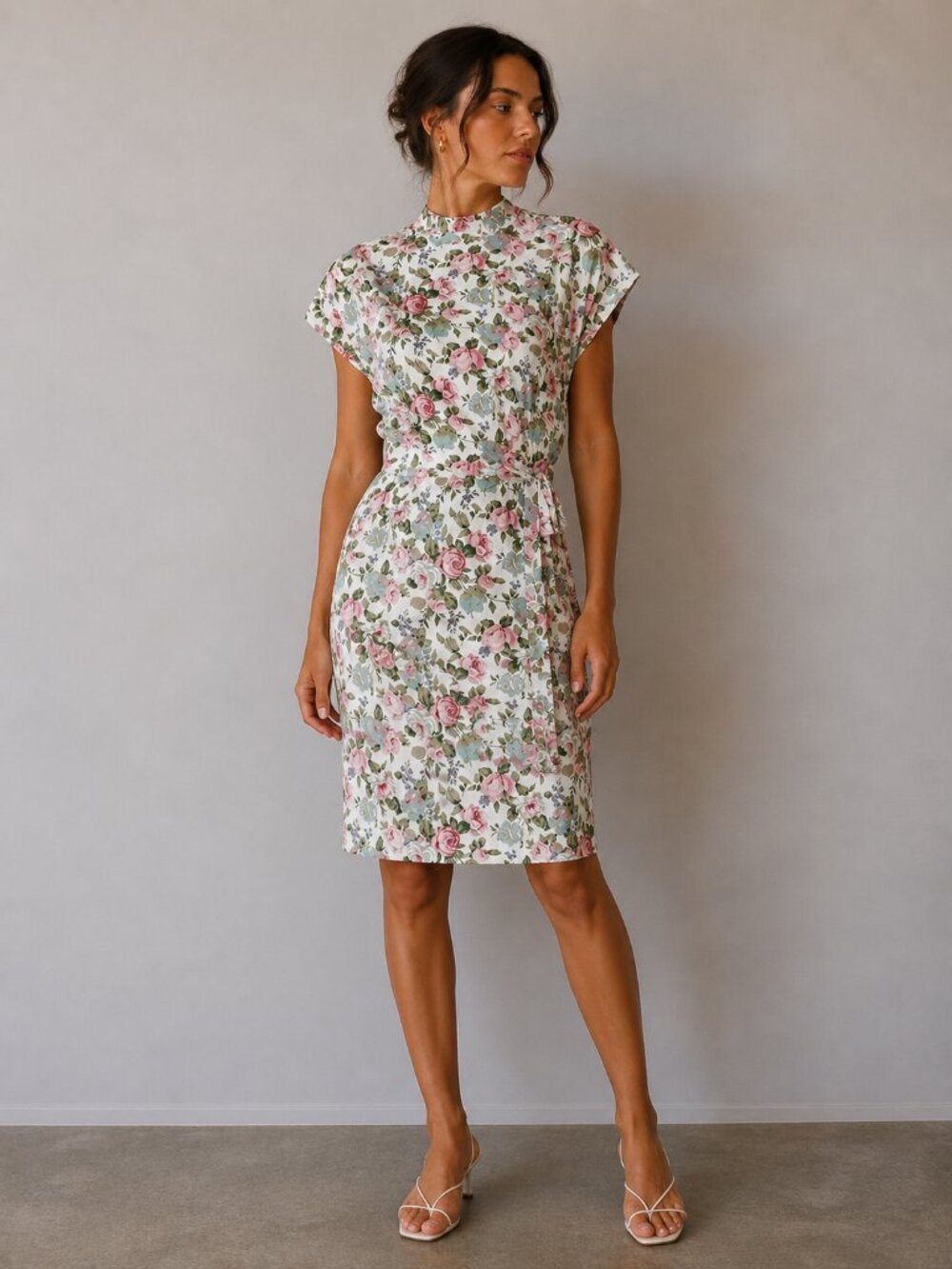 Vintage Betsy's Things 80s Floral Pring Midi Dress Size 3/4